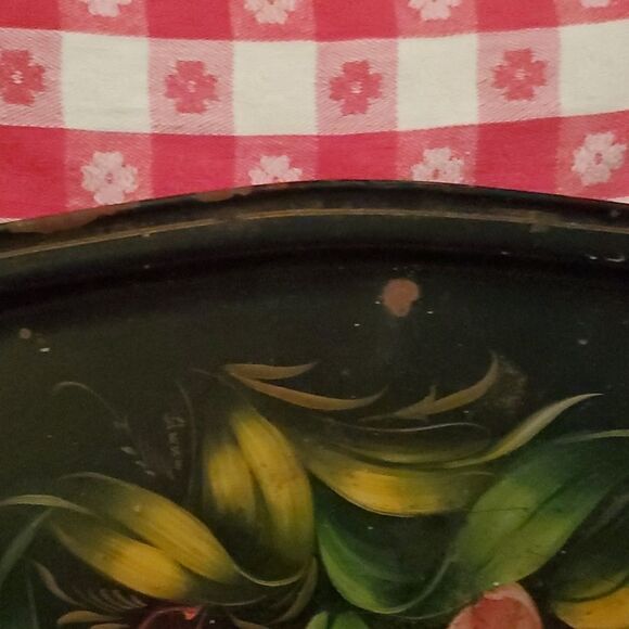 Vintage Metal Tray Floral Design Made in Russia - Picture 7 of 11